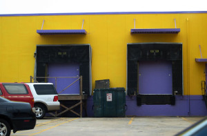 loading docks with ford expedition and blue paint