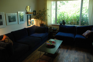 living room with big window