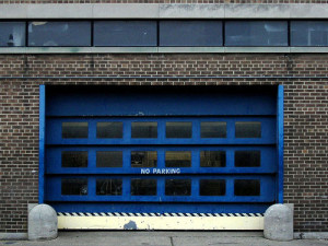 blue garage  door no parking
