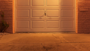 garage door at night