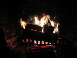 fireplace roaring over thanksgiving
