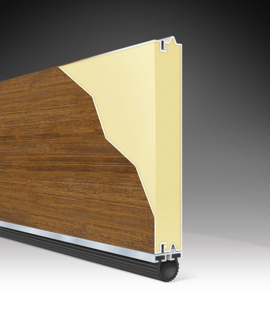Clopay Garage Door Cutaway Modern Steel Flush woodgrain