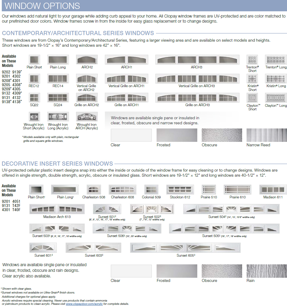 Window Options- 9 Flush - 10 Flush and 11 Flush