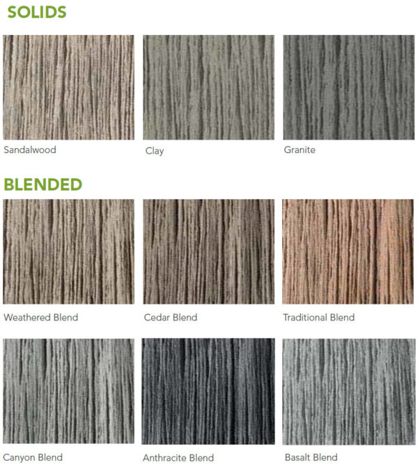 (9) Single 9” Staggered Shake Colors